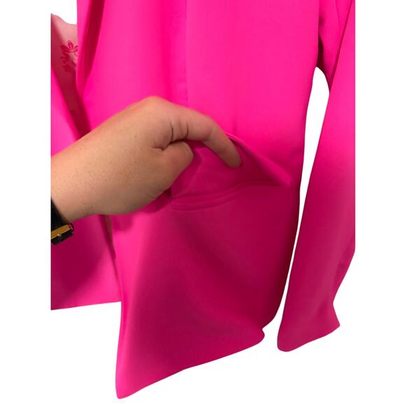 Skies Are Blue Women's Medium Neon Pink Long Sleeve Welt Pocket Collar Blazer - Picture 4 of 8